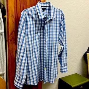 Blue & white mens dress shirt